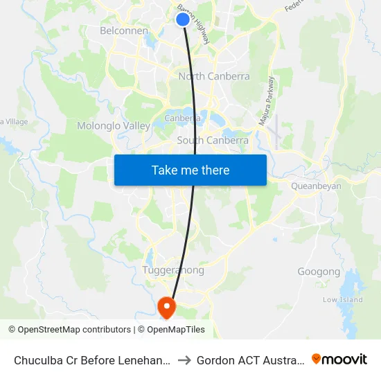 Chuculba Cr Before Lenehan St to Gordon ACT Australia map