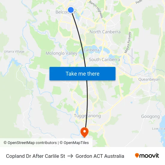 Copland Dr After Carlile St to Gordon ACT Australia map