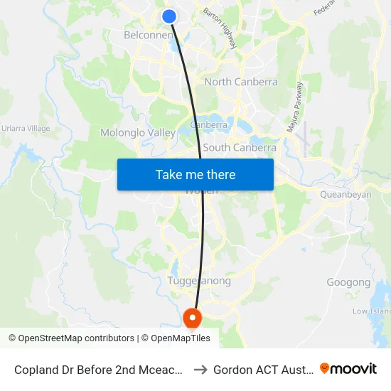 Copland Dr Before 2nd Mceachern Cr to Gordon ACT Australia map