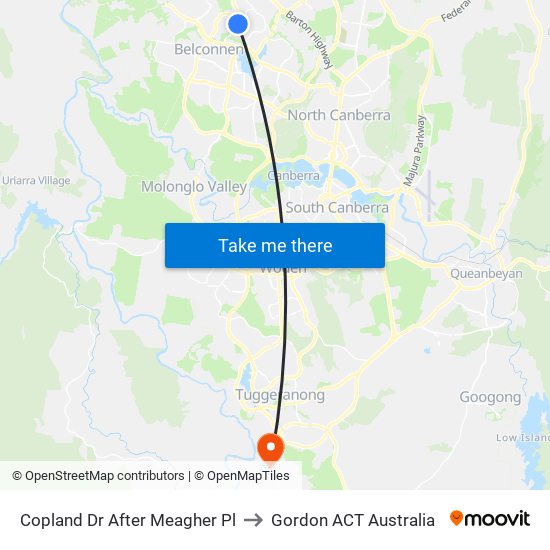 Copland Dr After Meagher Pl to Gordon ACT Australia map