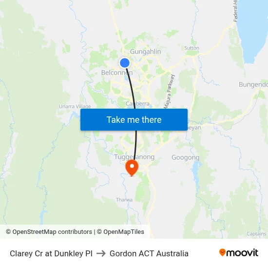 Clarey Cr at Dunkley Pl to Gordon ACT Australia map