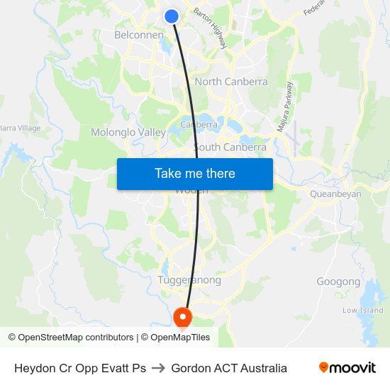 Heydon Cr Opp Evatt Ps to Gordon ACT Australia map