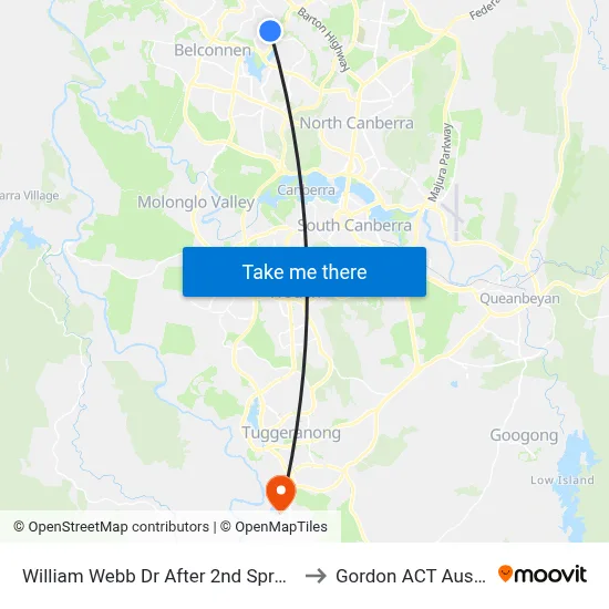 William Webb Dr After 2nd Sproule Cct to Gordon ACT Australia map