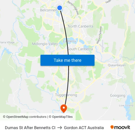 Dumas St After Bennetts Cl to Gordon ACT Australia map
