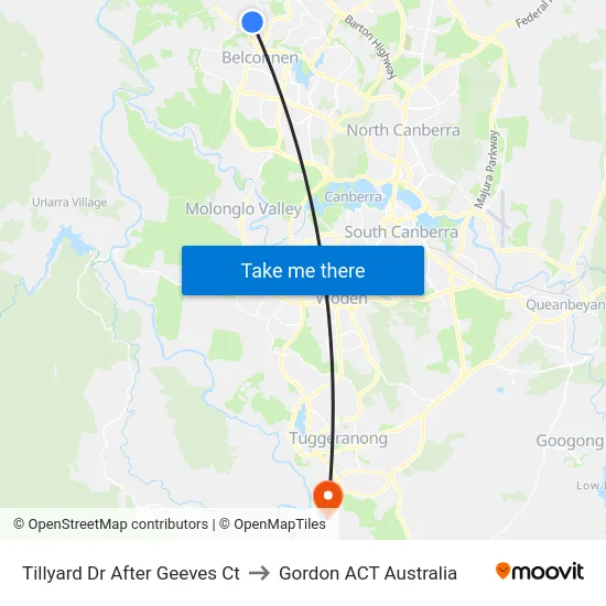 Tillyard Dr After Geeves Ct to Gordon ACT Australia map