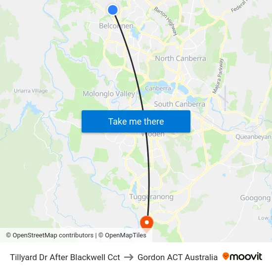 Tillyard Dr After Blackwell Cct to Gordon ACT Australia map