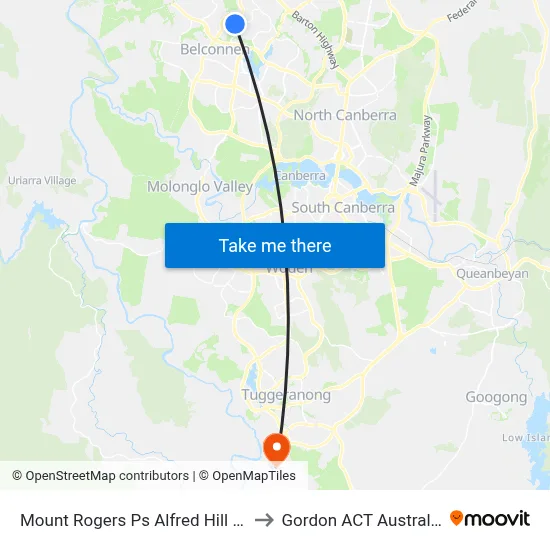 Mount Rogers Ps Alfred Hill Dr to Gordon ACT Australia map