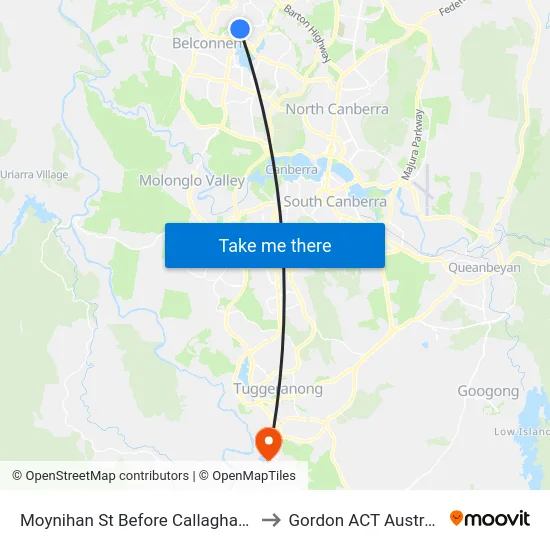 Moynihan St Before Callaghan St to Gordon ACT Australia map