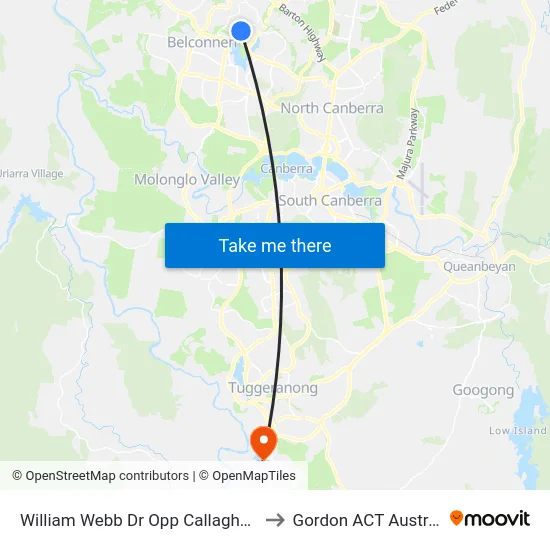 William Webb Dr Opp Callaghan St to Gordon ACT Australia map