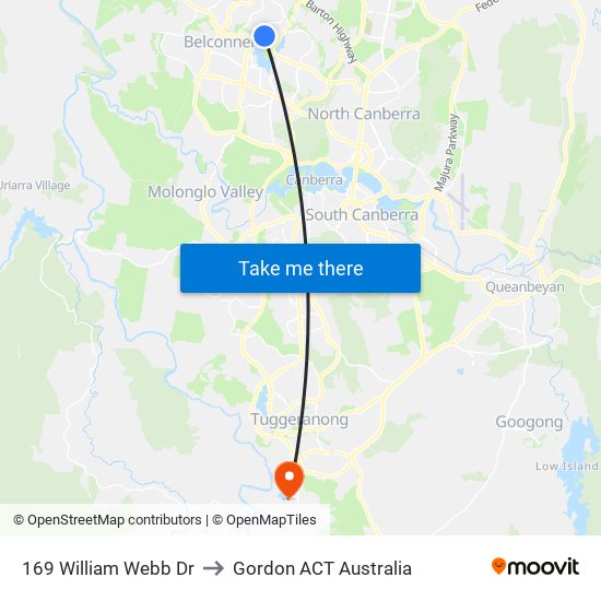 169 William Webb Dr to Gordon ACT Australia map