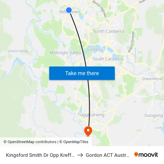 Kingsford Smith Dr Opp Krefft St to Gordon ACT Australia map
