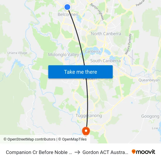 Companion Cr Before Noble Pl to Gordon ACT Australia map