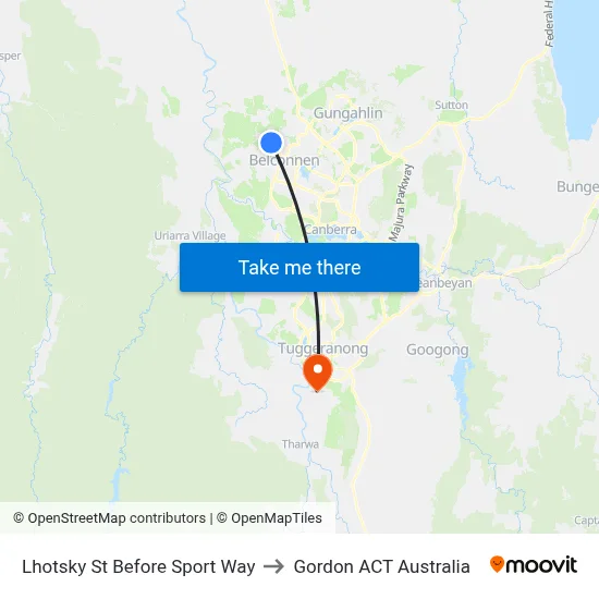 Lhotsky St Before Sport Way to Gordon ACT Australia map