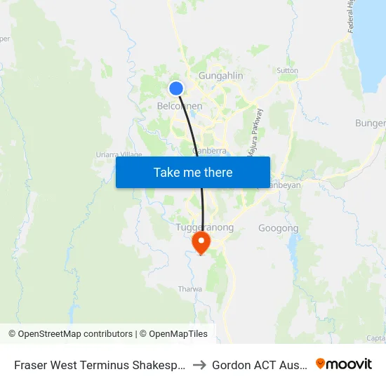 Fraser West Terminus Shakespeare Cr to Gordon ACT Australia map