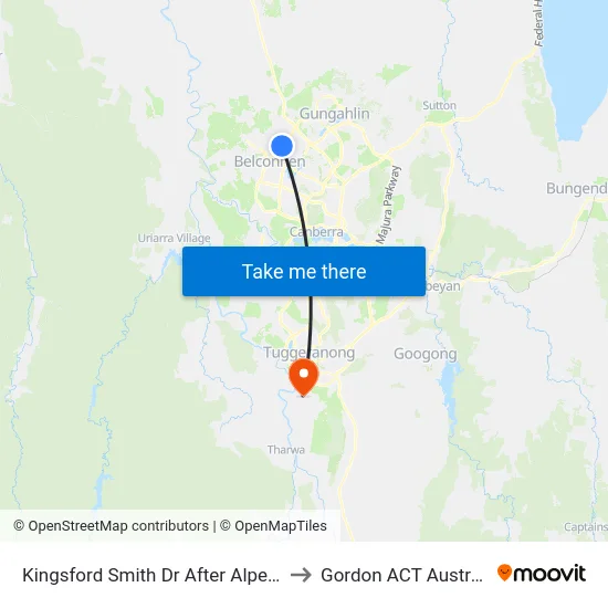 Kingsford Smith Dr After Alpen St to Gordon ACT Australia map