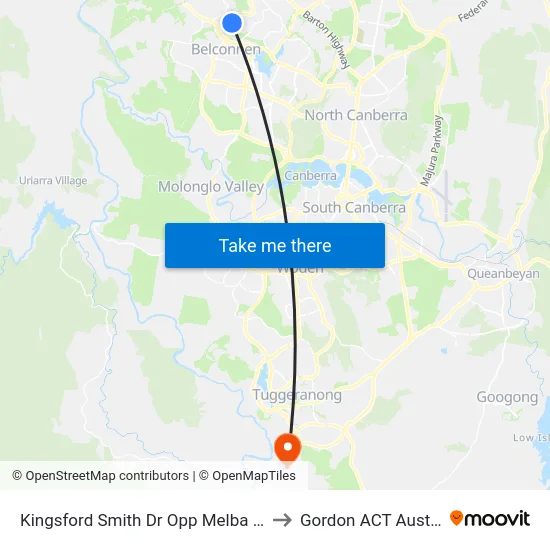 Kingsford Smith Dr Opp Melba Shops to Gordon ACT Australia map