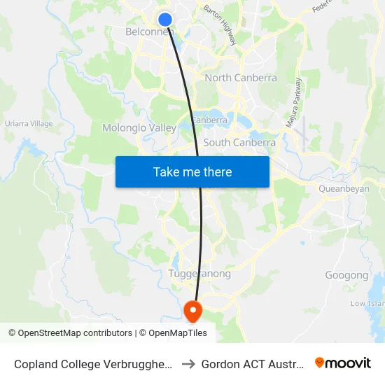 Copland College Verbrugghen St to Gordon ACT Australia map