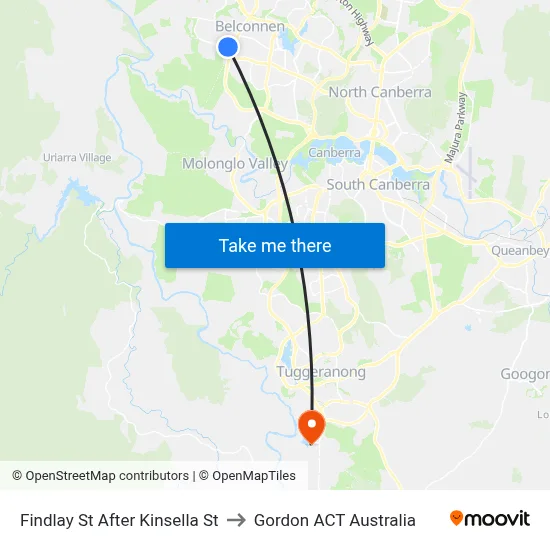 Findlay St After Kinsella St to Gordon ACT Australia map