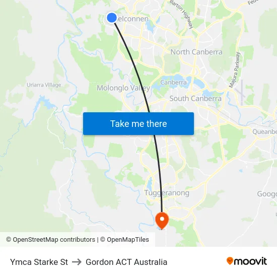Ymca Starke St to Gordon ACT Australia map