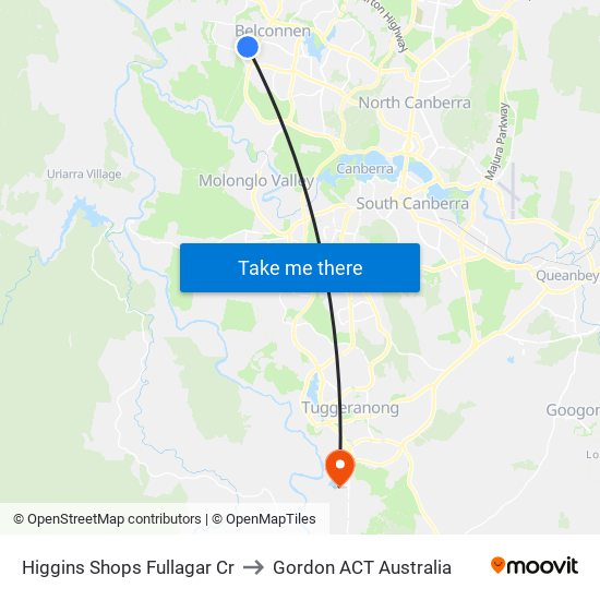 Higgins Shops Fullagar Cr to Gordon ACT Australia map