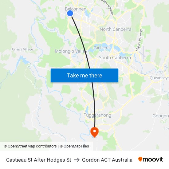 Castieau St After Hodges St to Gordon ACT Australia map