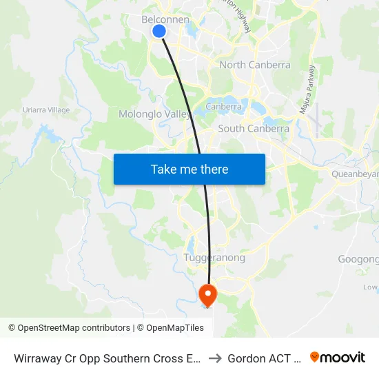 Wirraway Cr Opp Southern Cross Early Childhood Sch to Gordon ACT Australia map