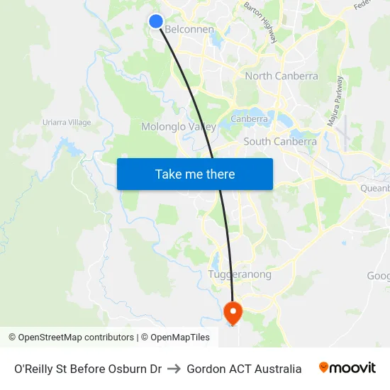O'Reilly St Before Osburn Dr to Gordon ACT Australia map