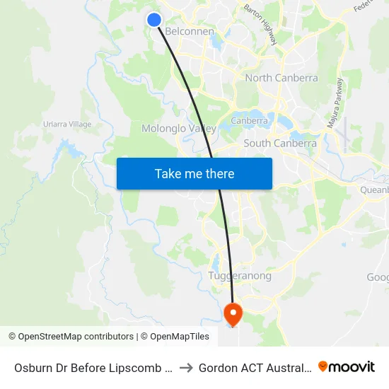 Osburn Dr Before Lipscomb Pl to Gordon ACT Australia map