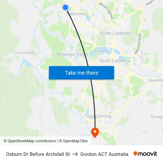 Osburn Dr Before Archdall St to Gordon ACT Australia map
