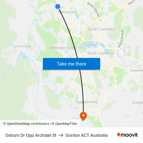 Osburn Dr Opp Archdall St to Gordon ACT Australia map