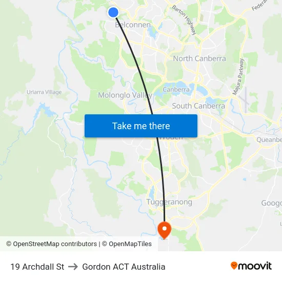 19 Archdall St to Gordon ACT Australia map