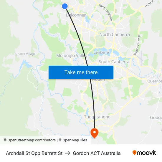 Archdall St Opp Barrett St to Gordon ACT Australia map