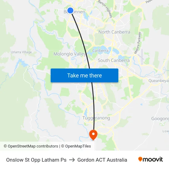 Onslow St Opp Latham Ps to Gordon ACT Australia map