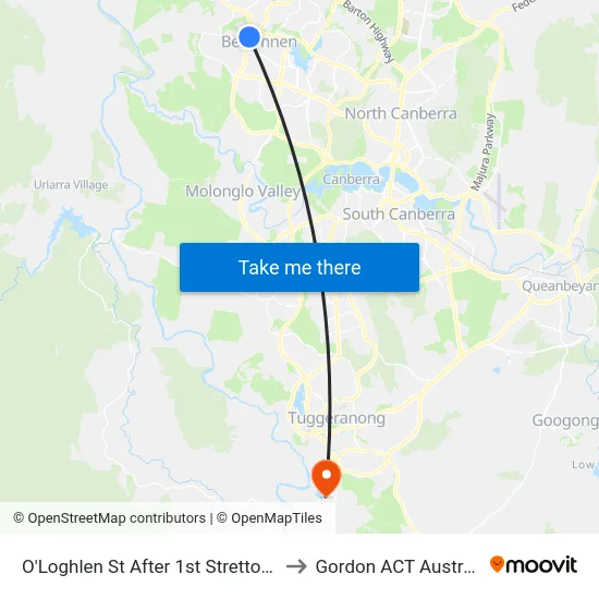 O'Loghlen St After 1st Stretton Cr to Gordon ACT Australia map
