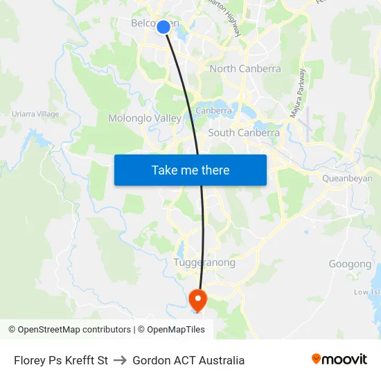 Florey Ps Krefft St to Gordon ACT Australia map