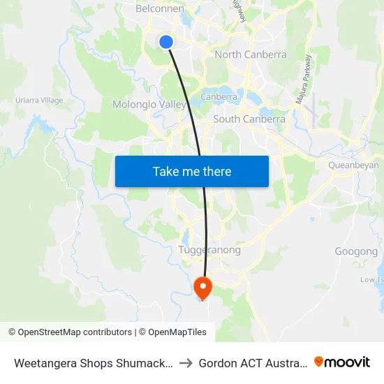 Weetangera Shops Shumack St to Gordon ACT Australia map