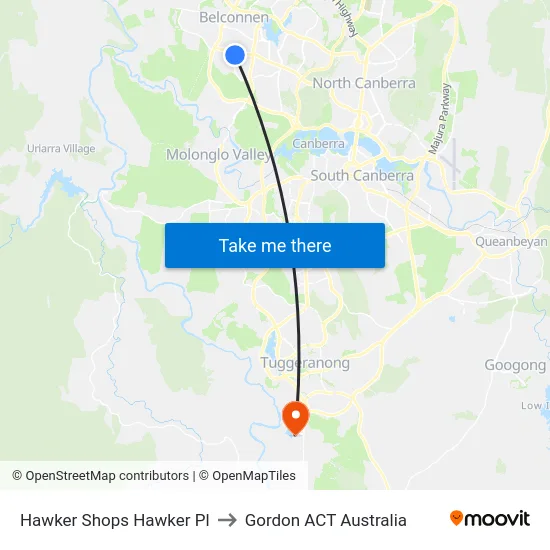 Hawker Shops Hawker Pl to Gordon ACT Australia map