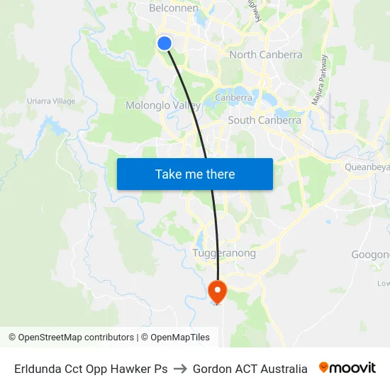 Erldunda Cct Opp Hawker Ps to Gordon ACT Australia map