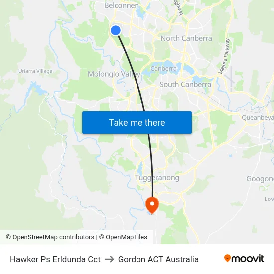 Hawker Ps Erldunda Cct to Gordon ACT Australia map