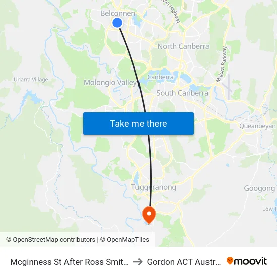 Mcginness St After Ross Smith Cr to Gordon ACT Australia map