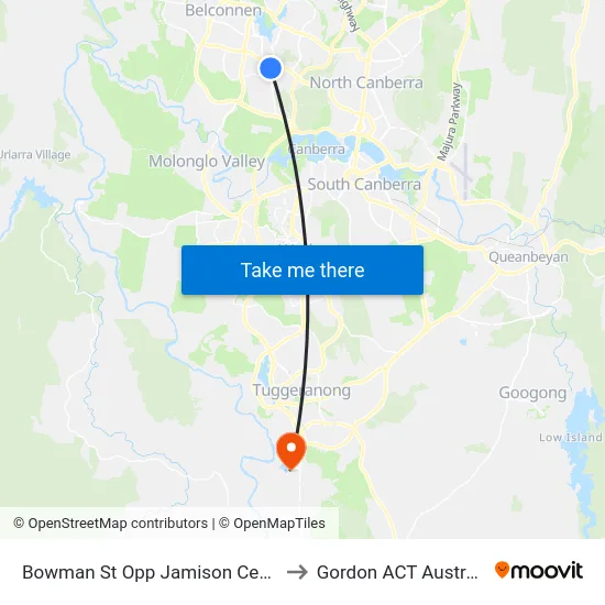 Bowman St Opp Jamison Centre to Gordon ACT Australia map