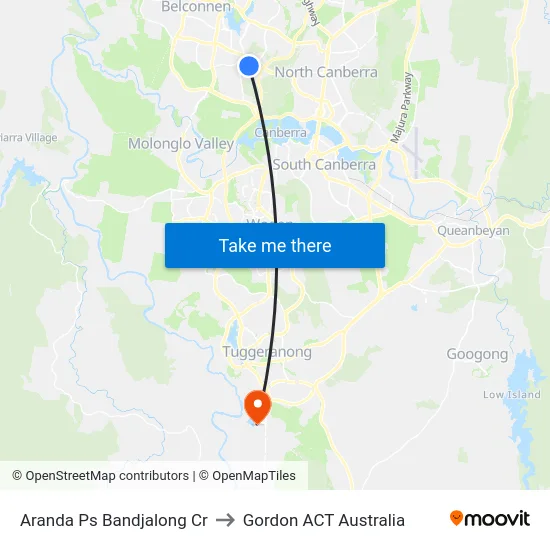 Aranda Ps Bandjalong Cr to Gordon ACT Australia map