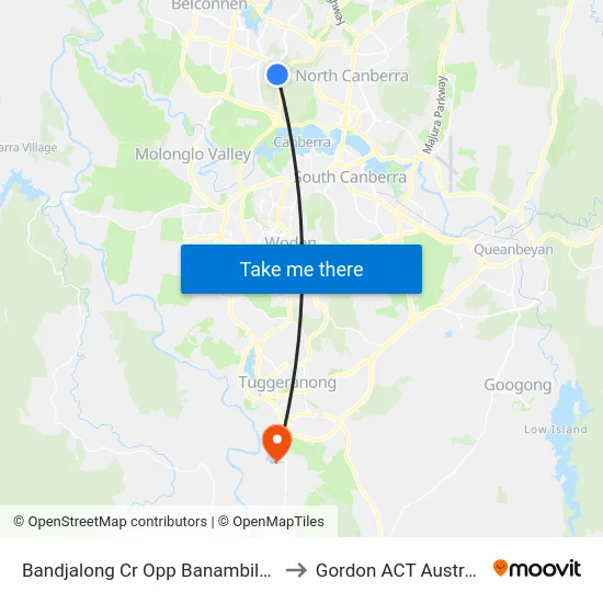 Bandjalong Cr Opp Banambila St to Gordon ACT Australia map