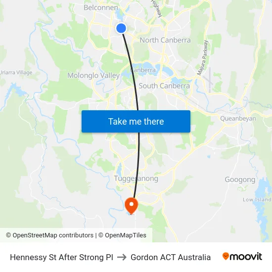 Hennessy St After Strong Pl to Gordon ACT Australia map