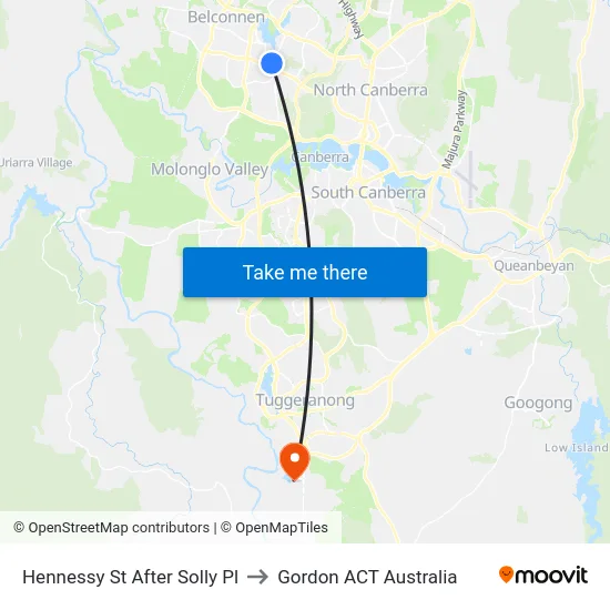 Hennessy St After Solly Pl to Gordon ACT Australia map
