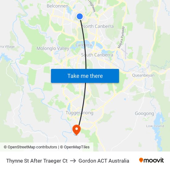 Thynne St After Traeger Ct to Gordon ACT Australia map