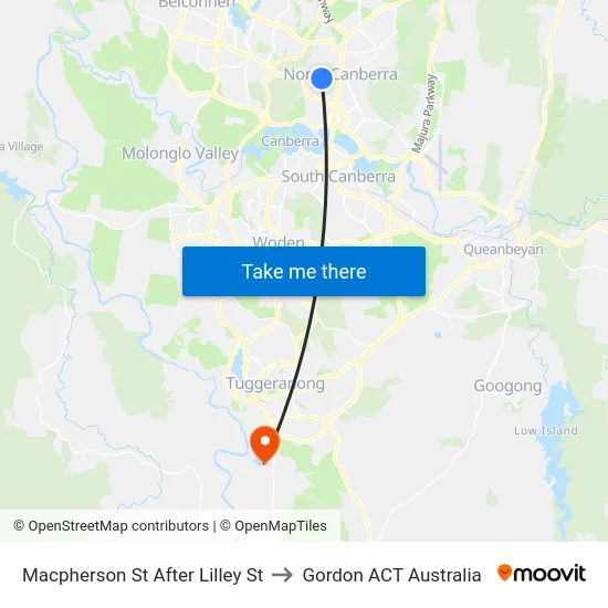 Macpherson St After Lilley St to Gordon ACT Australia map