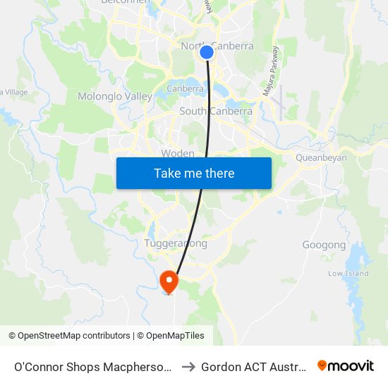 O'Connor Shops Macpherson St to Gordon ACT Australia map