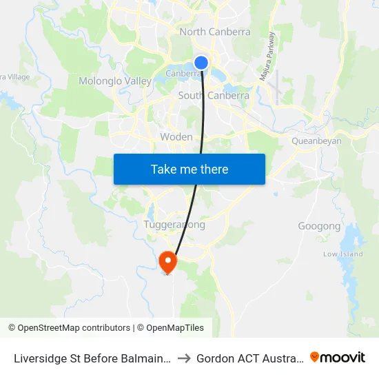 Liversidge St Before Balmain Cr to Gordon ACT Australia map