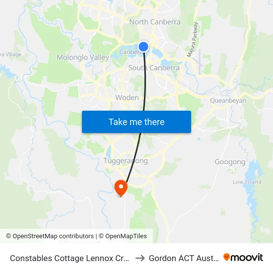 Constables Cottage Lennox Crossing to Gordon ACT Australia map
